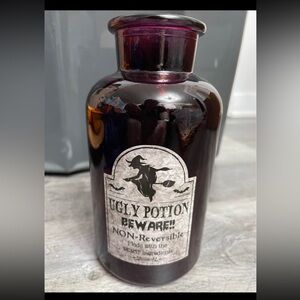 Halloween decor - purple glass jar lantern